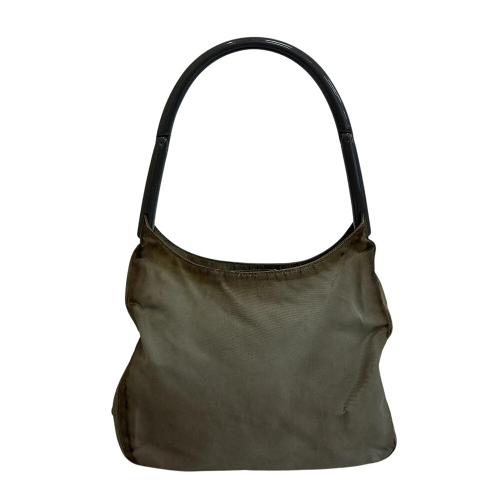 PRADA Shoulder Bag, Triangle Handle, Horizontal Logo, Logo Plate, Handbag, Green